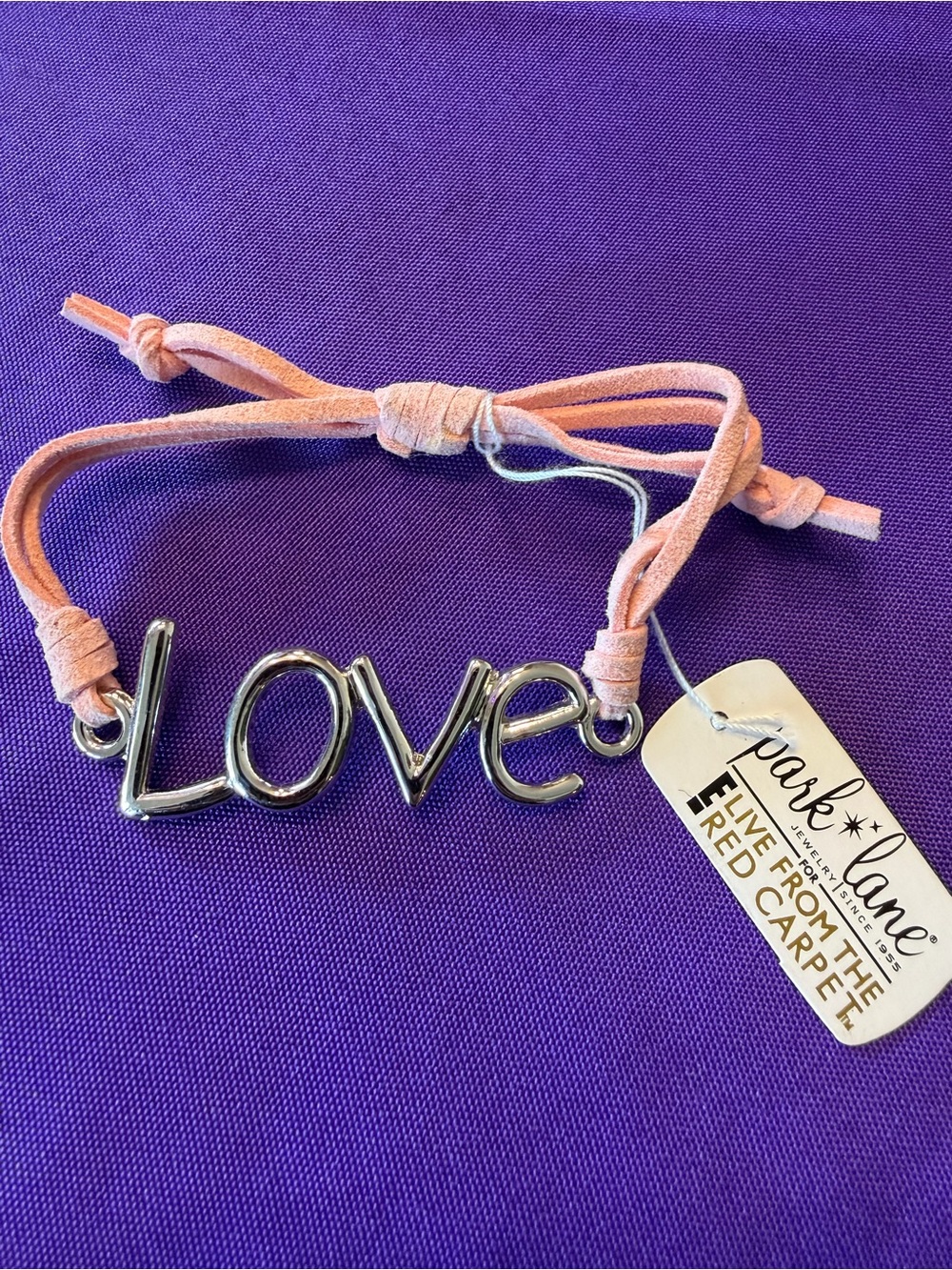 Park Lane LOVE Bracelet NWT Pink Suede Adjustable Inspirational Bracelet